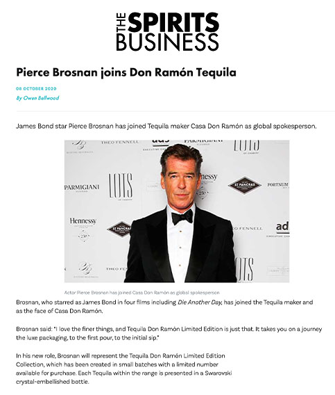 Pierce Brosnan joins Don Ramón Tequila