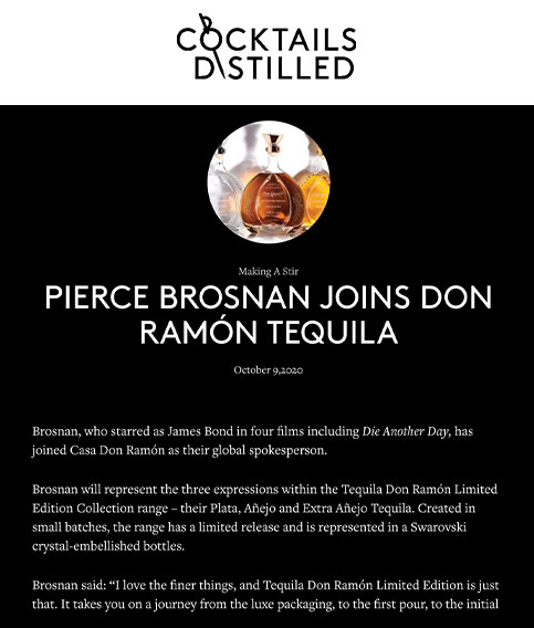 PIERCE BROSNAN JOINS DON RAMÓN TEQUILA